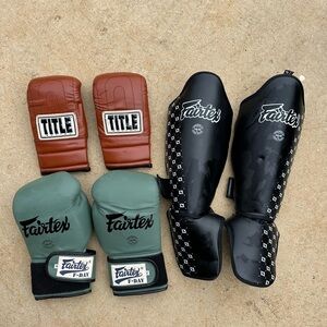 Fairtex Boxing Gloves and Shin Guards Set
